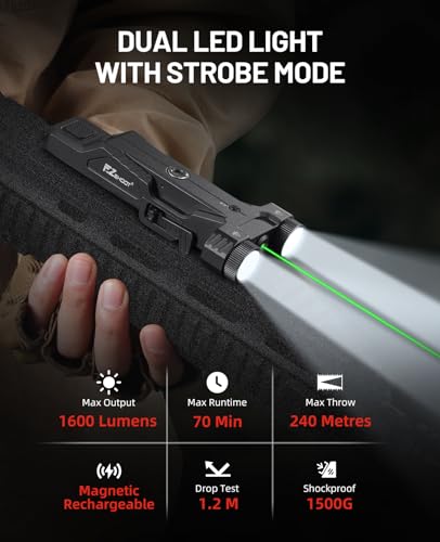 Dual LED Laser Combo Light with Quick Detach Mount - Green Beam