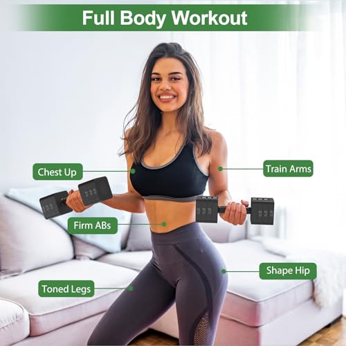Adjustable Dumbbells Set for Home Gym - 5 Weight Options, Non-Slip Handle, Ink Variation