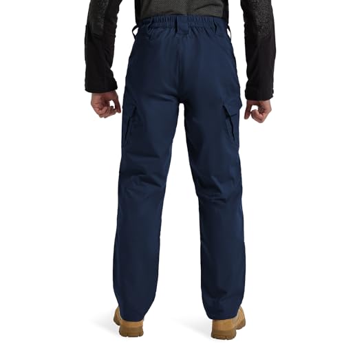 Men's Ripstop Tactical Cargo Pants - Water Resistant, Stretch, Lightweight, Navy Blue 34W x 32L
