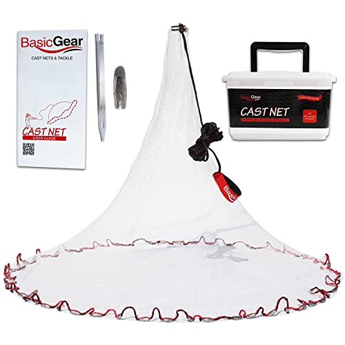 BasicGear® Cast Net, Lead, 3-12ft Radius, 3/8 and 1/4 Mesh, for Bait