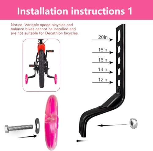 Kids Bicycle Training Wheels for 12-20 Inch Bikes - Easy Install Balance Support