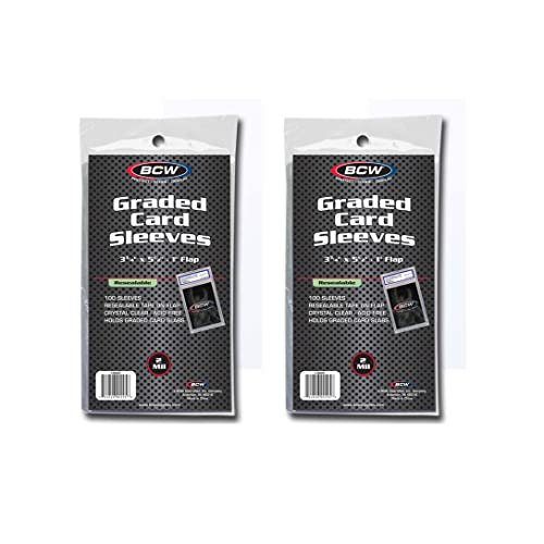 BCW Resealable Graded Card Sleeves 3¾ x 5½ Inch Pack of 200 - Compatible with PSA & BGS