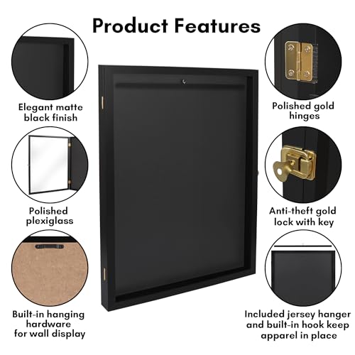 Americanflat 23x31 Jersey Display Case Black - Standard Jersey Frame