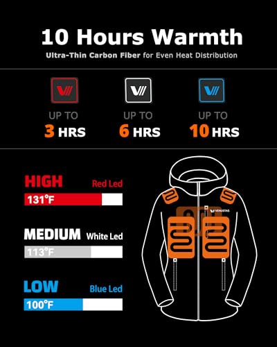 Venustas Women's Waterproof Heated Jacket with Battery & Detachable Hood - Medium Black