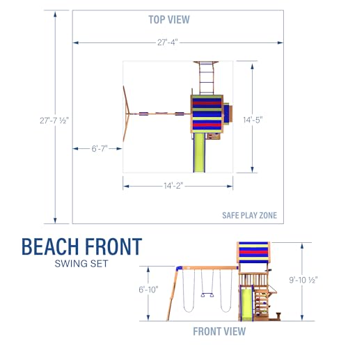 Backyard Discovery Large Multicolor Cedar Wood Beach Front Swing Set with Slide & Play Area