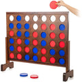 Giant 3-Foot 4 in a Row Backyard Game - Dark Wood Stain Finish with Connect Coins & Portable Case