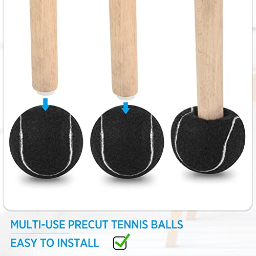 Black Precut Tennis Balls for Furniture Legs Bulk 100 Pcs Protect Floor