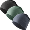 WTACTFUL 3-Pack Breathable Cooling Skull Cap for Men & Women - Black, Blue, Green
