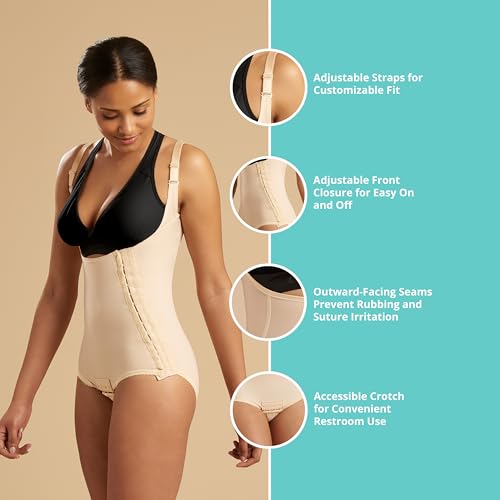 Recovery Panty-Length Post-Surgical Compression Girdle - High Back, Adjustable Bikini, Beige / Medium