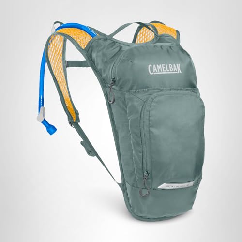 CamelBak Mini M.U.L.E. Kids Hydration Backpack for Hiking and Biking - 50oz, Stormy Sea/Mango