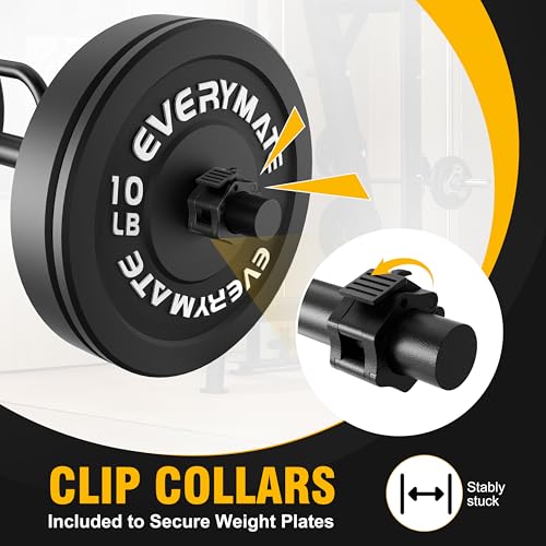 EVERYMATE Farmer Walk Handles - Set of 2 with Clip Collars for 2-Inch Olympic Plates - Farmer Walk Handles for Home Gym & Strength Training