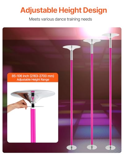 Pink Professional Dancing Pole Kit – Spin & Static Mode, 45mm Stainless Steel, Portable Fitness Pole for Home & Gym