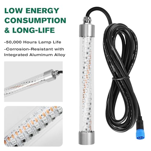 XXK 16.4FT F2 Underwater Green Fishing Light 100W for Dock & Deep Water Fishing