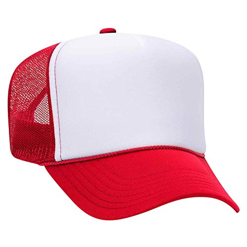 OTTO Wholesale 12-Pack Polyester Foam Front Mesh Back Trucker Hats - One Size Red/White/Red