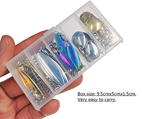 30pcs Fishing Spinner Blades Set for Soft Plastic Baits Bass Tackle - Gold & Silver