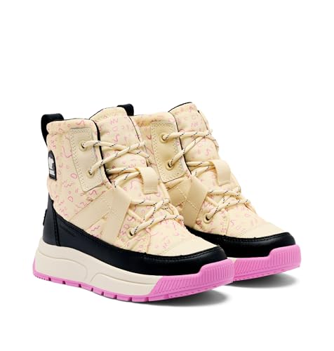 Kids SOREL Whitney III Mid Waterproof Winter Boots - Big Kid Honey White/Black