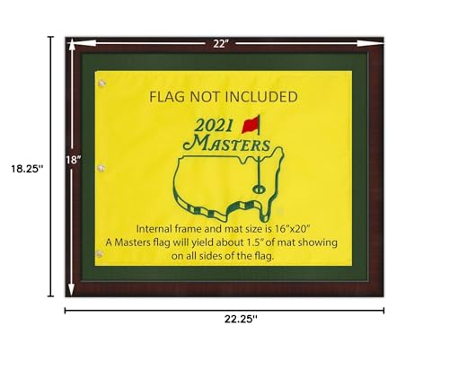 16x20 Mahogany Color Golf Flag Frame, Moulding brn-002, NEW Fairway Green Mat (holds 13x17 Masters Golf Flags; flag not incl) UPDATED JULY 2025