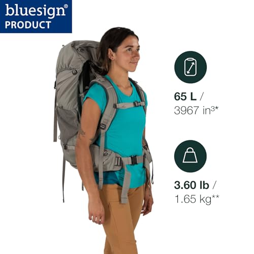 Osprey Renn 65L Women's Hiking Backpack Blue Cascade/Melon Orange - Adjustable Fit, Raincover