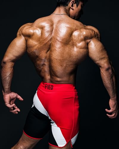 FIED IFBB 15-Inch Men's Physique Competition Posing Shorts - Mountain Red