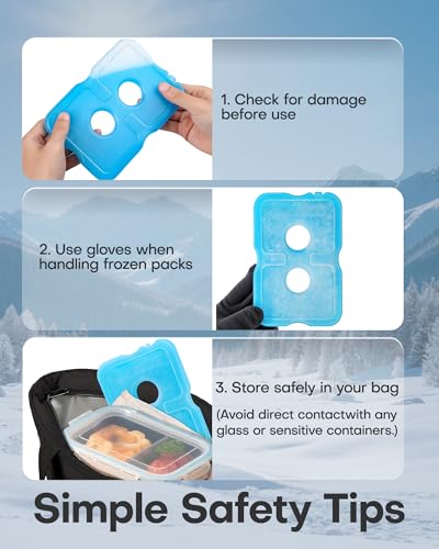 Reusable Ice Packs for Cooler and Lunch Box - Blue, 4.8 x 0.5 x 7.0 Inches (4 Pack)