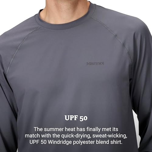 Men's Windridge Long Sleeve Shirt - Medium Steel Onyx, Moisture-Wicking, UPF 50