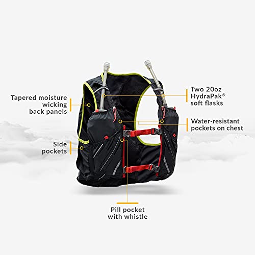 Nathan Pinnacle Hydration Running Vest Backpack for Trail & Marathon - Black / Hibiscus / Medium