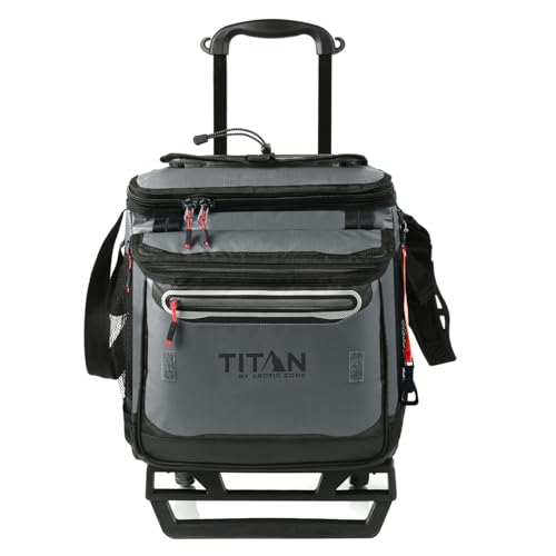 Titan 60 Can Wheeled Cooler with Wheeled Cart - Sharkskin Grey, Ice Up to 3 Days