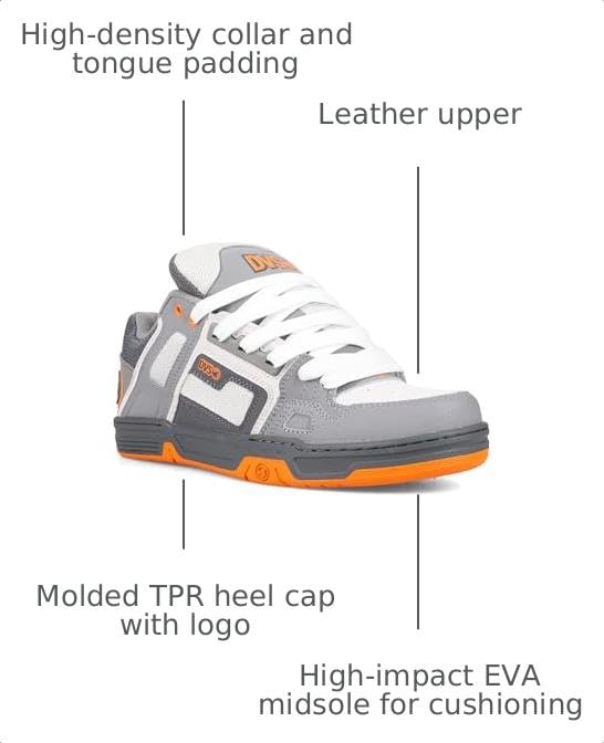 DVS Mens Comanche Skate Shoes 10.5 Charcoal Grey Orange High-Quality Leather