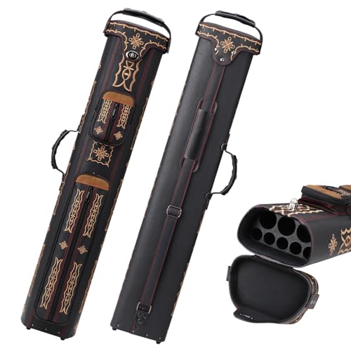 Leatherette Pool Cue Case 3x5 Hard Billiard Stick Holder with 4 Pockets