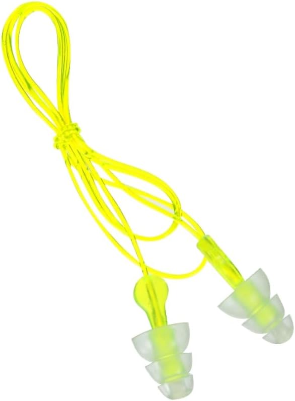 Peltor Sport Tri-Flange Earplugs - Comfortable Noise Reduction (NRR 26 dB) - 3 Pairs, Neon Yellow