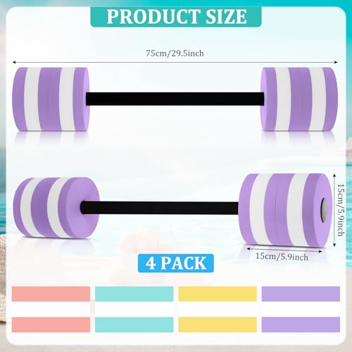 Shappy 4 Pcs Water Dumbbells Set for Pool Exercise - 30 Inch EVA Foam Hand Weights in 4 Colors