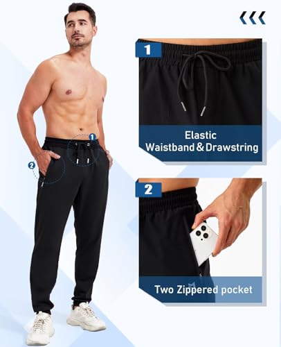Men's Slim Fit Athletic Joggers with Zipper Pockets - 5 Pack