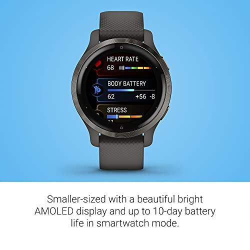 Smaller-Sized GPS Smartwatch with Health & Fitness Monitoring - Slate Bezel, Silicone Band