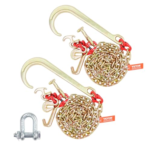 VEVOR 5/16 Inch x 6 FT G80 Heavy Duty Tow Chain with J Hook & Clusters