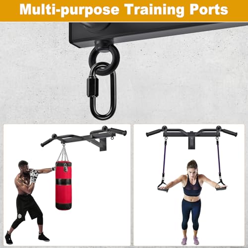 Kipika 48-inch Ceiling Mount Pull Up Bar with Multi-Grip Handles - Heavy Duty Home Gym Equipment (Pull-up Bar, Adjustable Height, 400lbs Capacity)