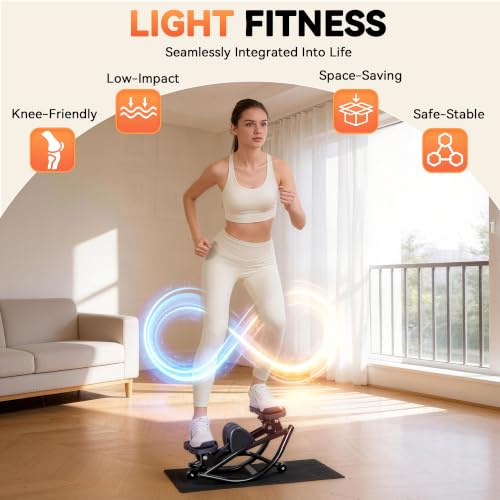Gannyfer Black Side-to-Side Rock Stepper Exercise Machine with Digital Monitor, Resistance Bands, 330 lbs Capacity