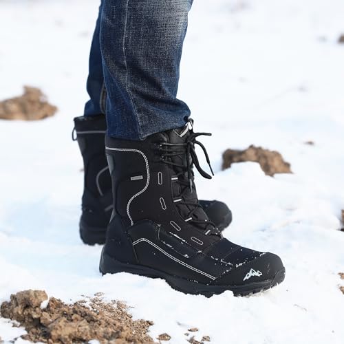 ROCKMARK Men's Waterproof Snow Boots Red 9 - Warm Mid-Calf Outdoor Winter Shoes