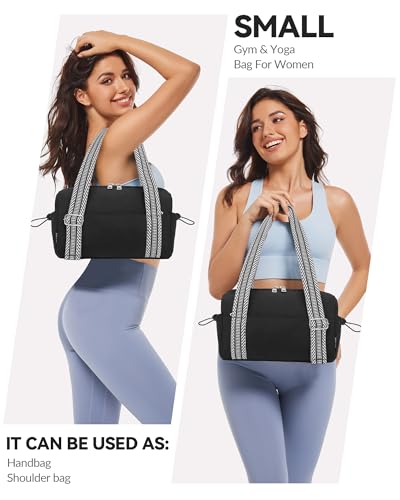 Mini Waterproof Gym Bag for Women with Guitar Strap - Black Straps