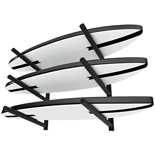 Heavy Duty Wall-Mount Surfboard Rack 3-Layer Paddle & Longboard Storage