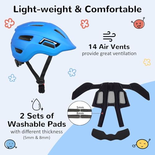 Kids Bike Helmet, Small Blue - Infant to Little Children, Adjustable, CE & ASTM Certified