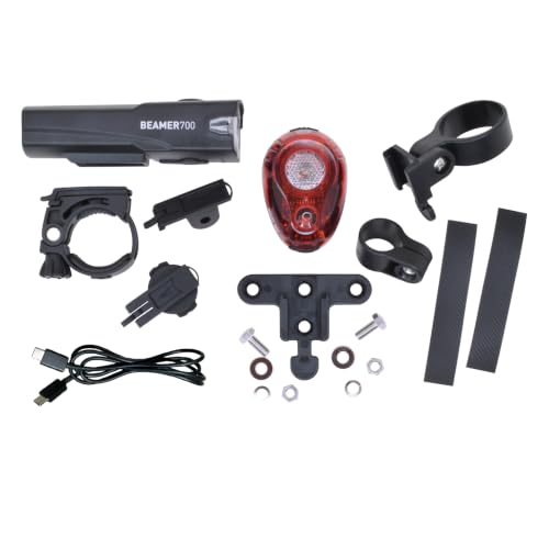 Bike Light Set with Front 700 Lumens & Rear 100 Lumens - Waterproof Rechargeable