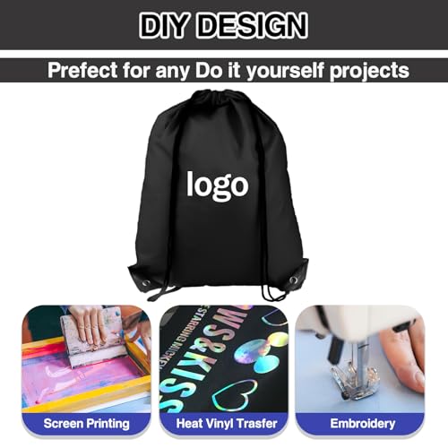 20 Pcs Drawstring Gym Bags with Black Backpack for Sports Travel and Swimming