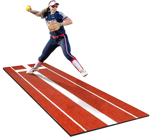 KuiBonu Clay Softball Pitching Mat 10x3 ft with Rubber & Antifade Turf for Indoor & Outdoor Practice