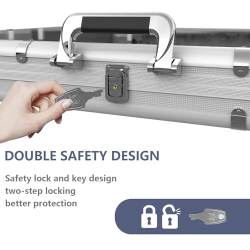 Hupsjer Silver Large Aluminum Card Display Case 34 x 22 Inches Lockable Portable Trade Show Storage