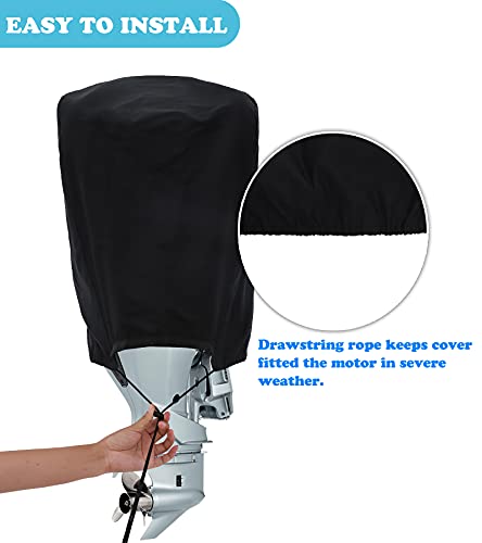 Boat Outboard Motor Cover Fits Up to 20HP Black Waterproof Durable