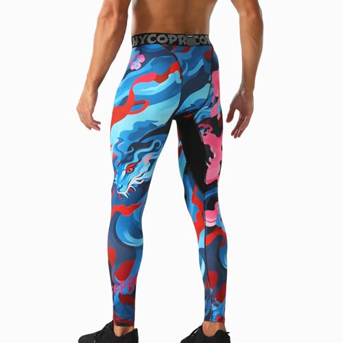 Men's Compression Pants Tights Athletic Leggings Workout Base Layer - Medium / Qilin
