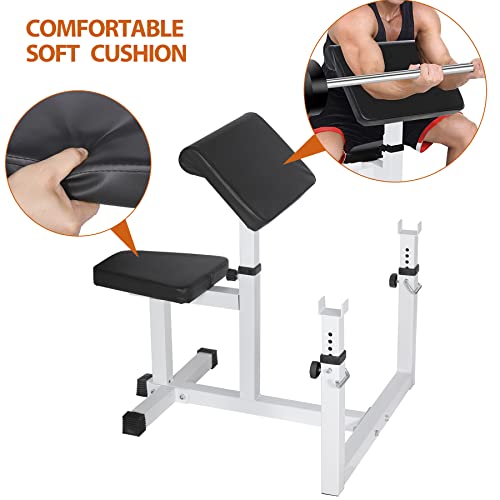 Preacher Curl Weight Bench with Adjustable Height, Heavy Duty 450LBS Capacity