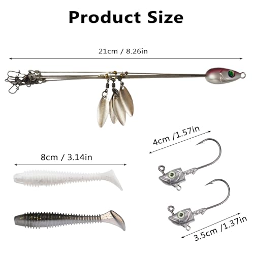 2-Pack Alabama Fishing Rig Kit with 10 Lures & Jig Heads for Bass & Striper