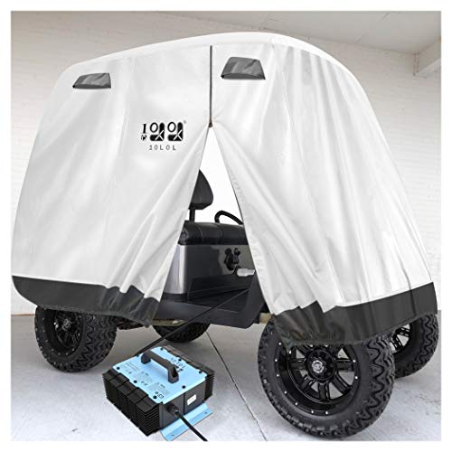 10L0L Silver Golf Cart Cover Waterproof Windproof Sunproof Fits Yamaha EZGO Club Car Lifted 2/4 Passengers