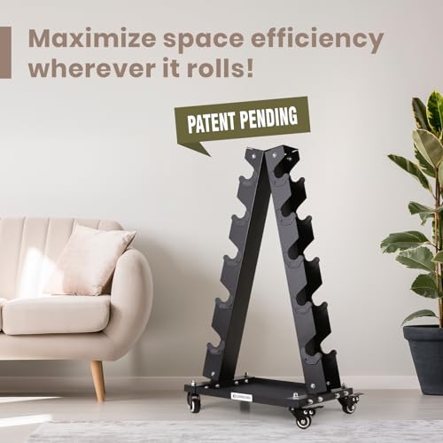 Medium 300 LBS Dumbbell Rack Stand - A-Frame Rolling Weight Storage
